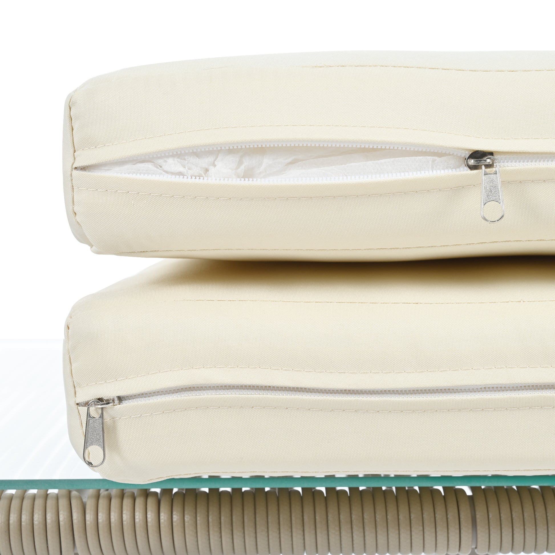 4 Pieces Patio Furniture Set, Pe Rattan Wicker 4 Pcs Outdoor Sofa Set W Washable Cushion And Tempered Glass Tabletop, Conversation Furniture For Garden Poolside Balcony Yes Complete Patio Set White Natural Garden & Outdoor Artsy Complete Patio Sets