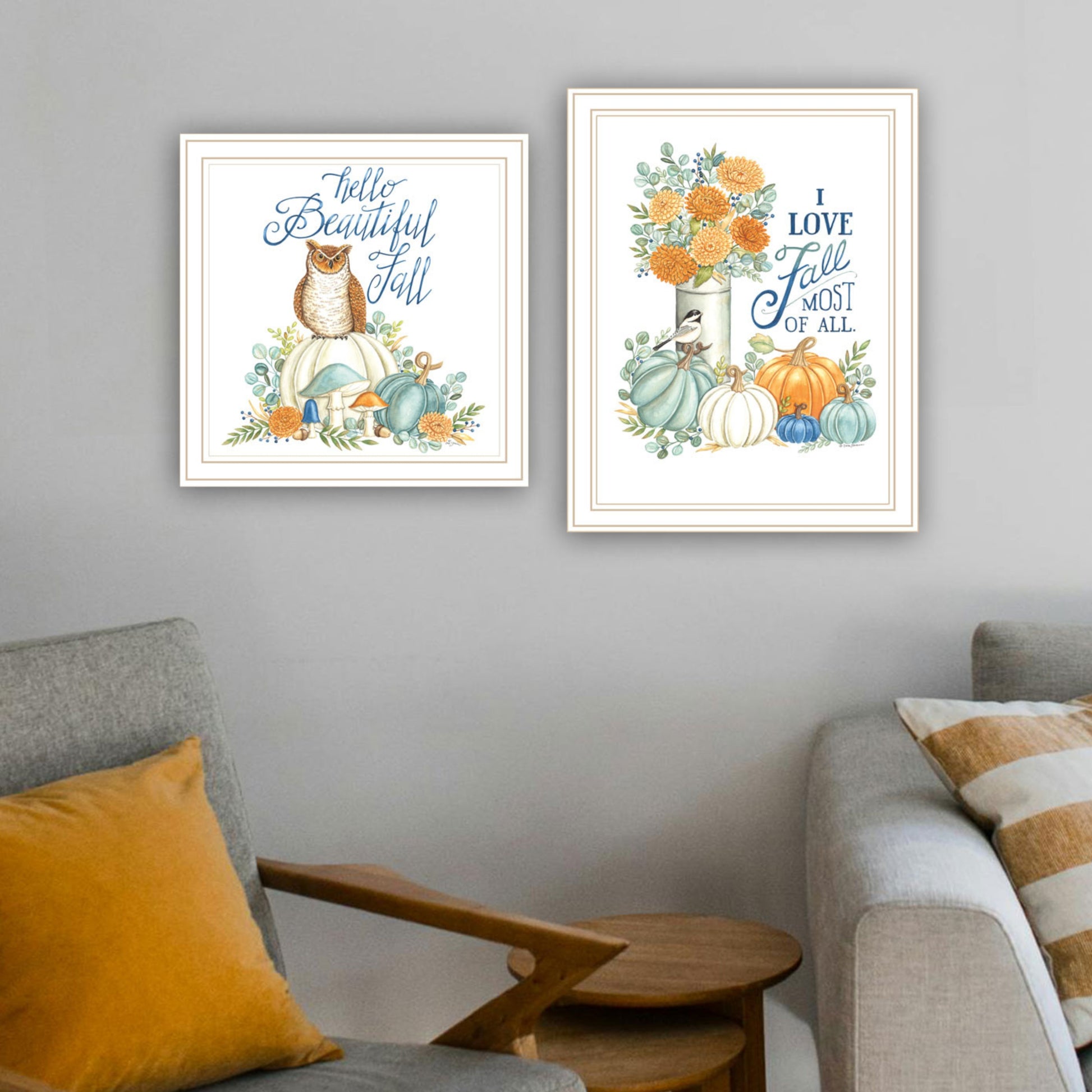 2 Piece Vignette I Beautiful Fall Most Of All White Framed Wall Art For Living Room, Bedroom Wall Art Print For Home Decor By Deb Strain Multicolor Wood Paper