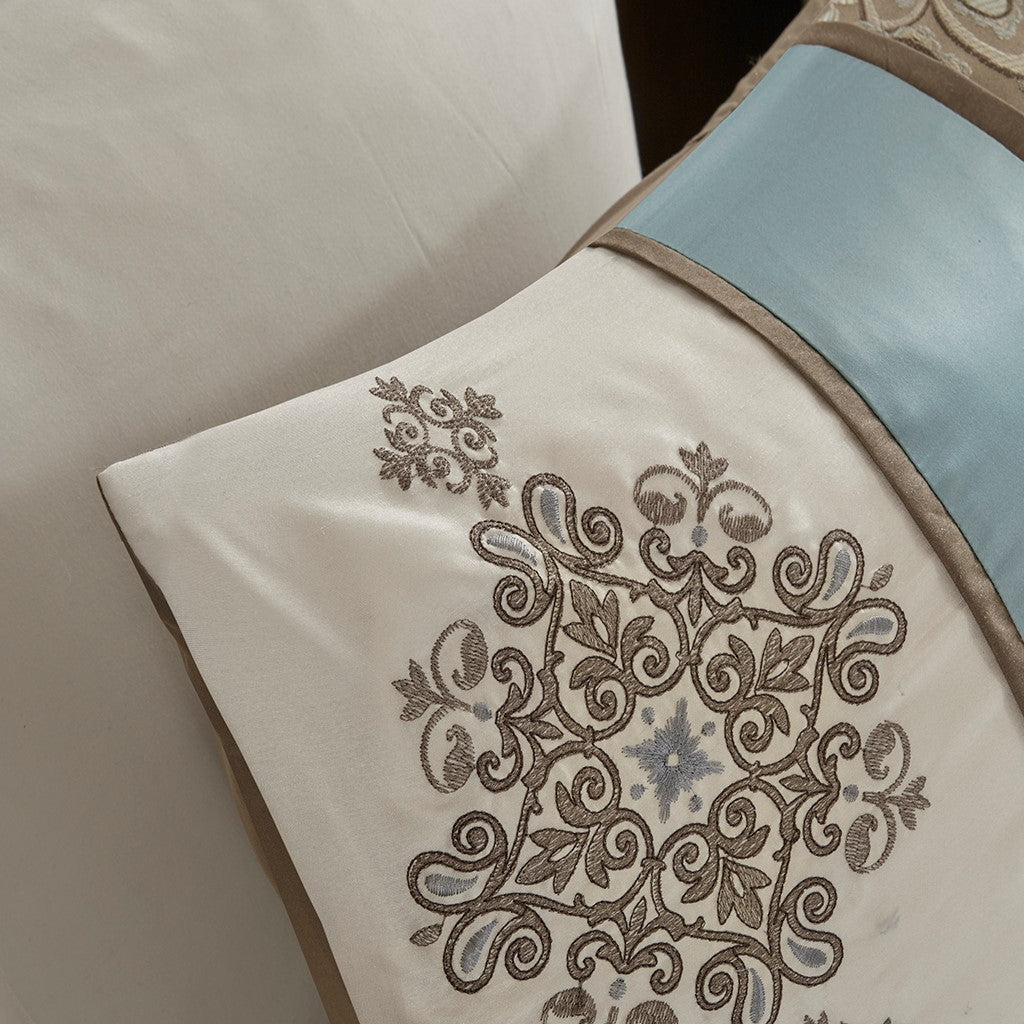 Jacquard 7 Piece Comforter Set Blue King King Blue Polyester