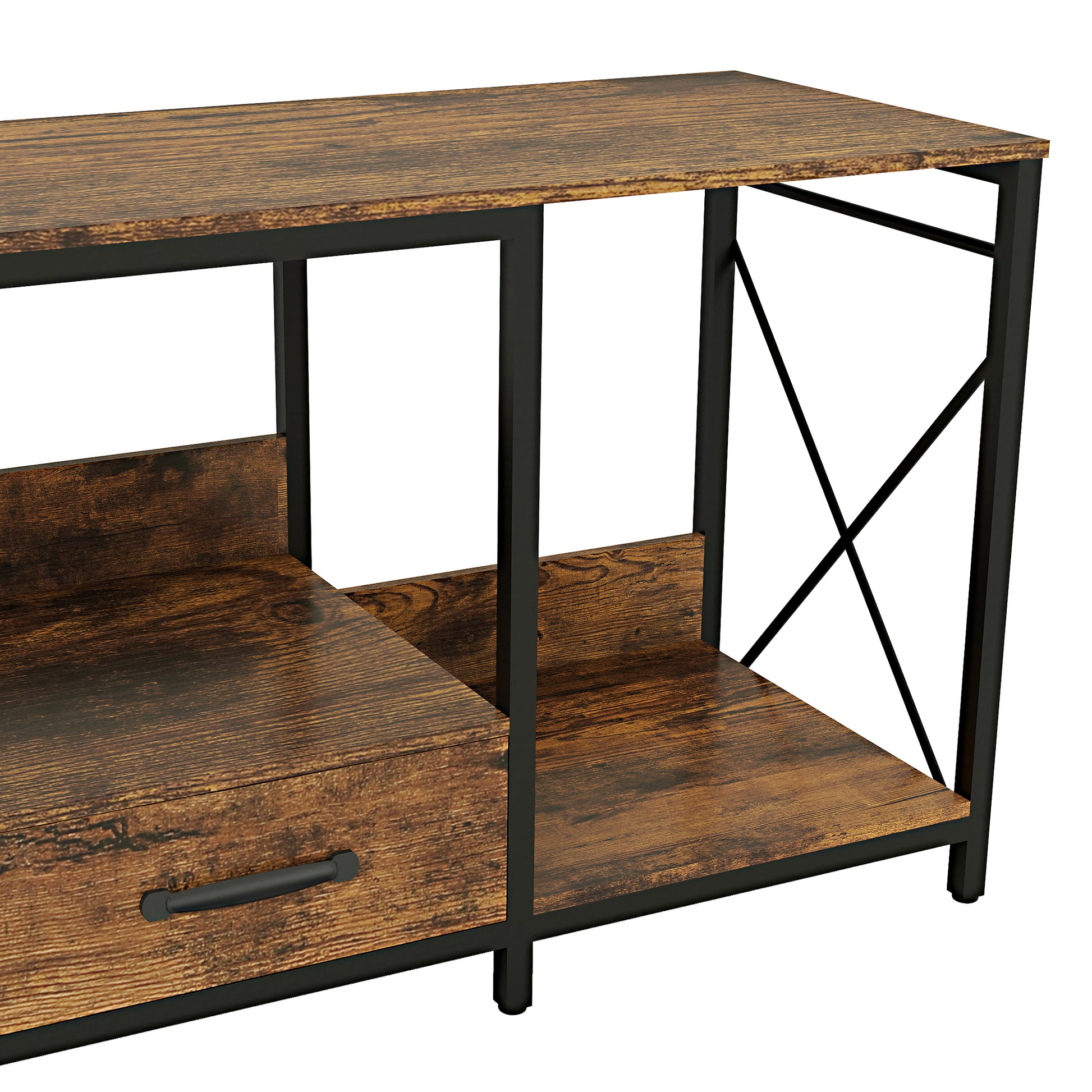 Tv Stand With Led Lights Power Outlets Tv Stand With Fabric Drawers For 65 70 75 Inches Tv Entertainment Center And Industrial Tv Console Table With Open Storage Shelves For Living Room, Bedroom