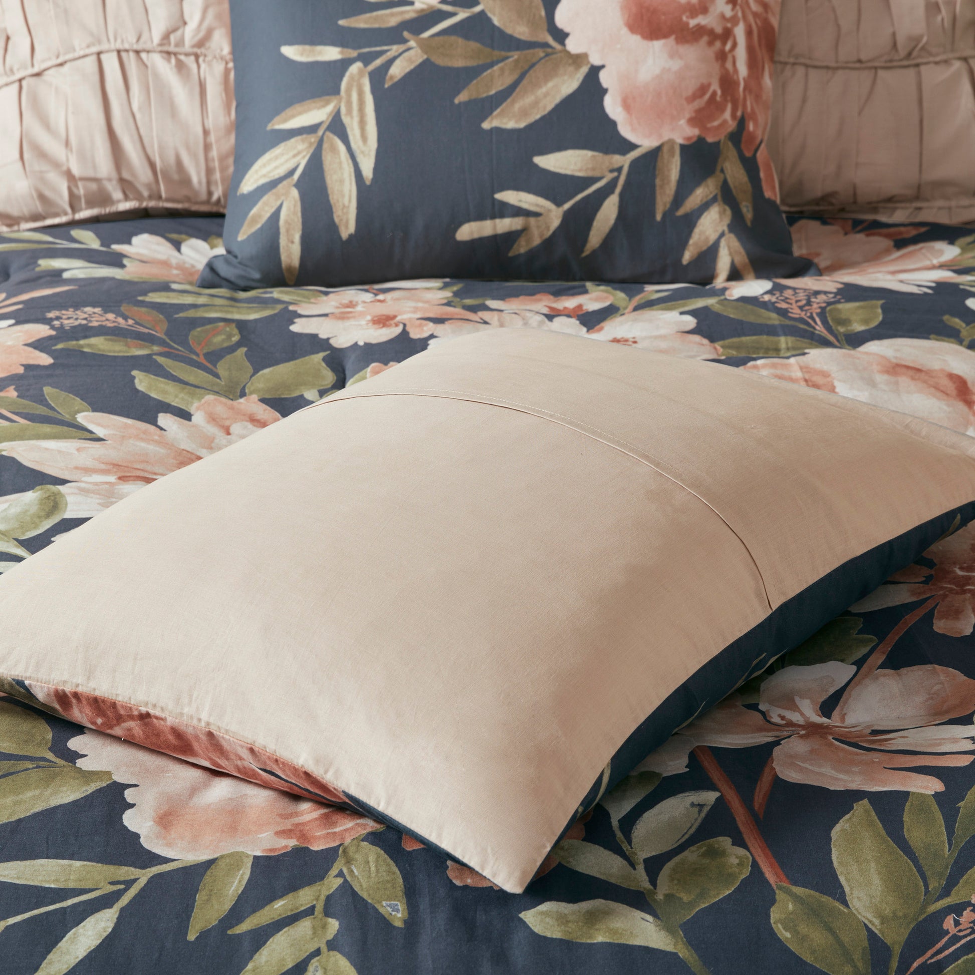 8 Piece Cotton Comforter Set Navy Cal King California King Navy Polyester