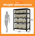 Household Storage Rack, Adjustable Display Rack, Basement Balcony Storage Rack, Carbon Steel Storage Rack, 120Cm * 40Cm * 180Cm, Five Floors Black 5 Black Etagere Primary Living Space Metal Contemporary Adjustable Shelves Carbon Steel