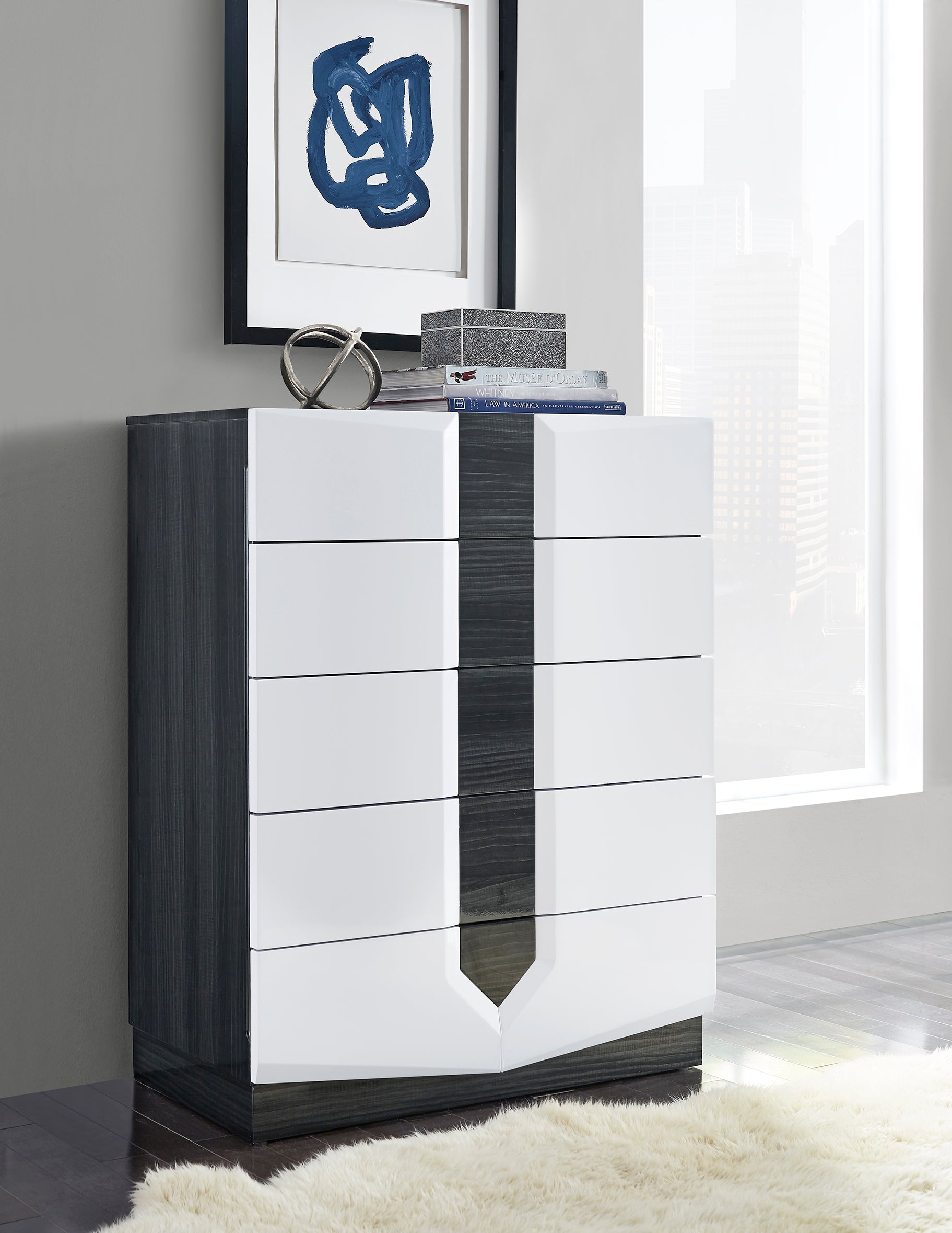 Vios Zebra White Hg Chest White Black Mdf