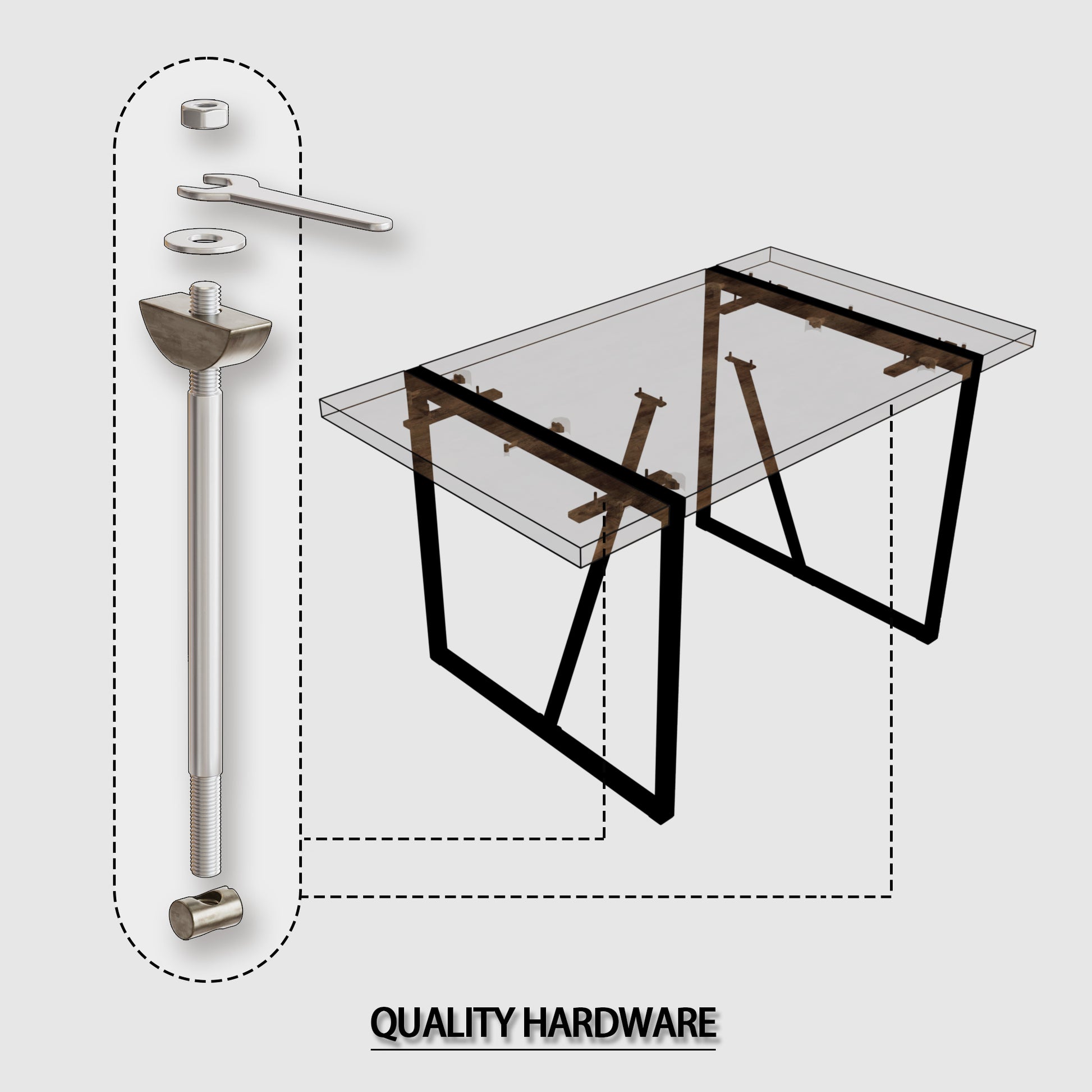 55" Mdf Dark Wood Dining Table And Modern Dining Chair 4 Piece Set, Medieval Wooden Kitchen Dining Table Set, Rectangular Metal Base, Dining Table And Suede Chair Brown Grey Mdf