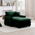 Single Deep Seat Sofa With Footstool With One Pillow, Suitable For Living Room And Bedroom, Club Multiple Occasions,Green Corduroy Green Corduroy 1 Seat