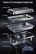 Buffet Catering Dish For Home And Outdoor 2 Sets Silver Stainless Steel