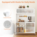Kitchen Pantry Cabinet, Tall Storage Cabinet With Glass Doors & Adjustable Shelves, Cabinet Cupboard For Kitchen, Living Room, Dinning Room, White White Kitchen Modern Glass Doors Steel