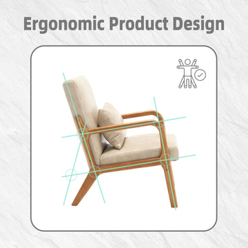 Coolmore Modern Accent Chair, Solid Wood Padding Lounge Armchairs With One Pillow For Living Room, Bedroom, Guest Room Khaki Pu Khaki Brown Primary Living Space Modern Rubberwood Foam Pu Leather