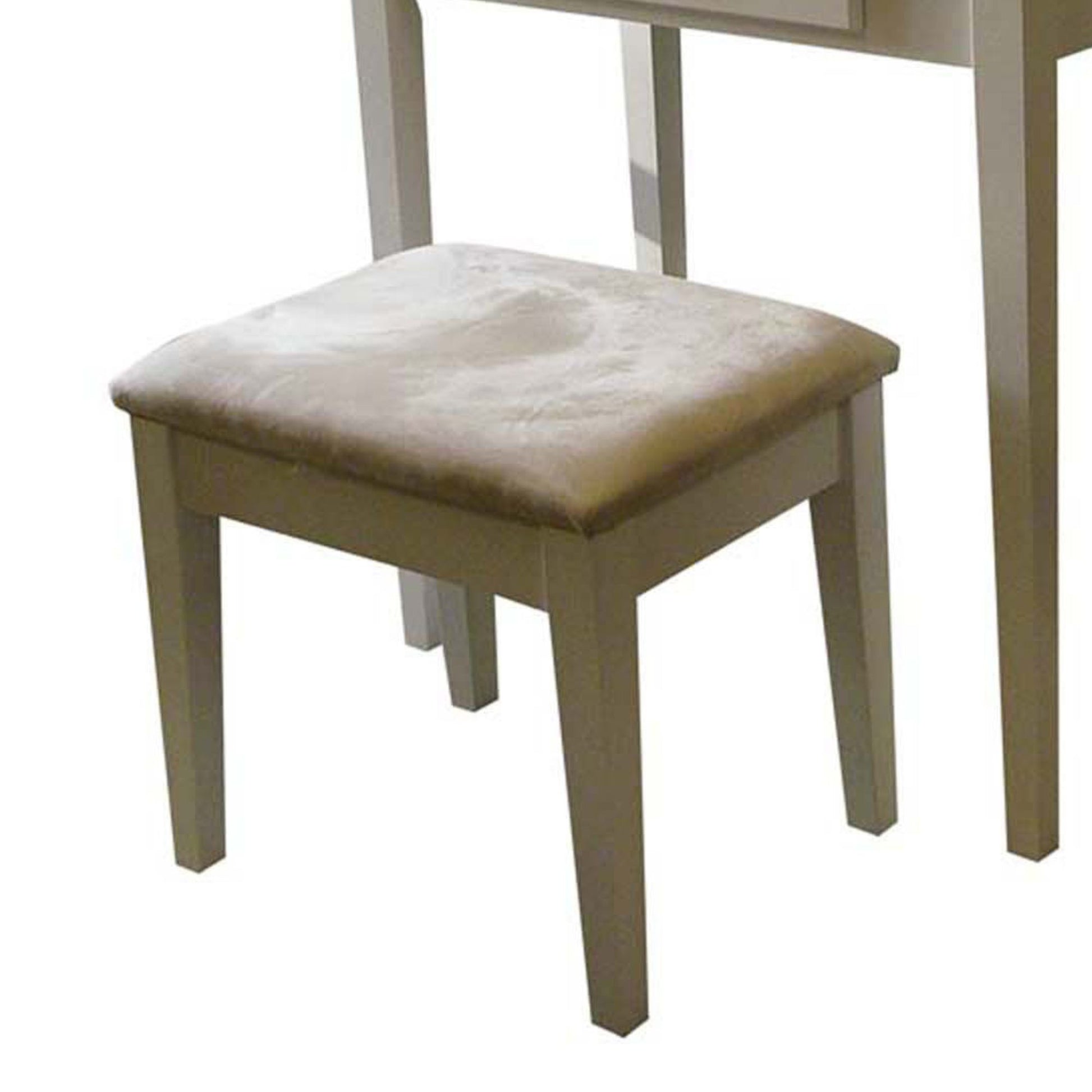 50.5" Tall Wooden 3 Piece Make Up Vanity Set, Bronze Finish White Wood