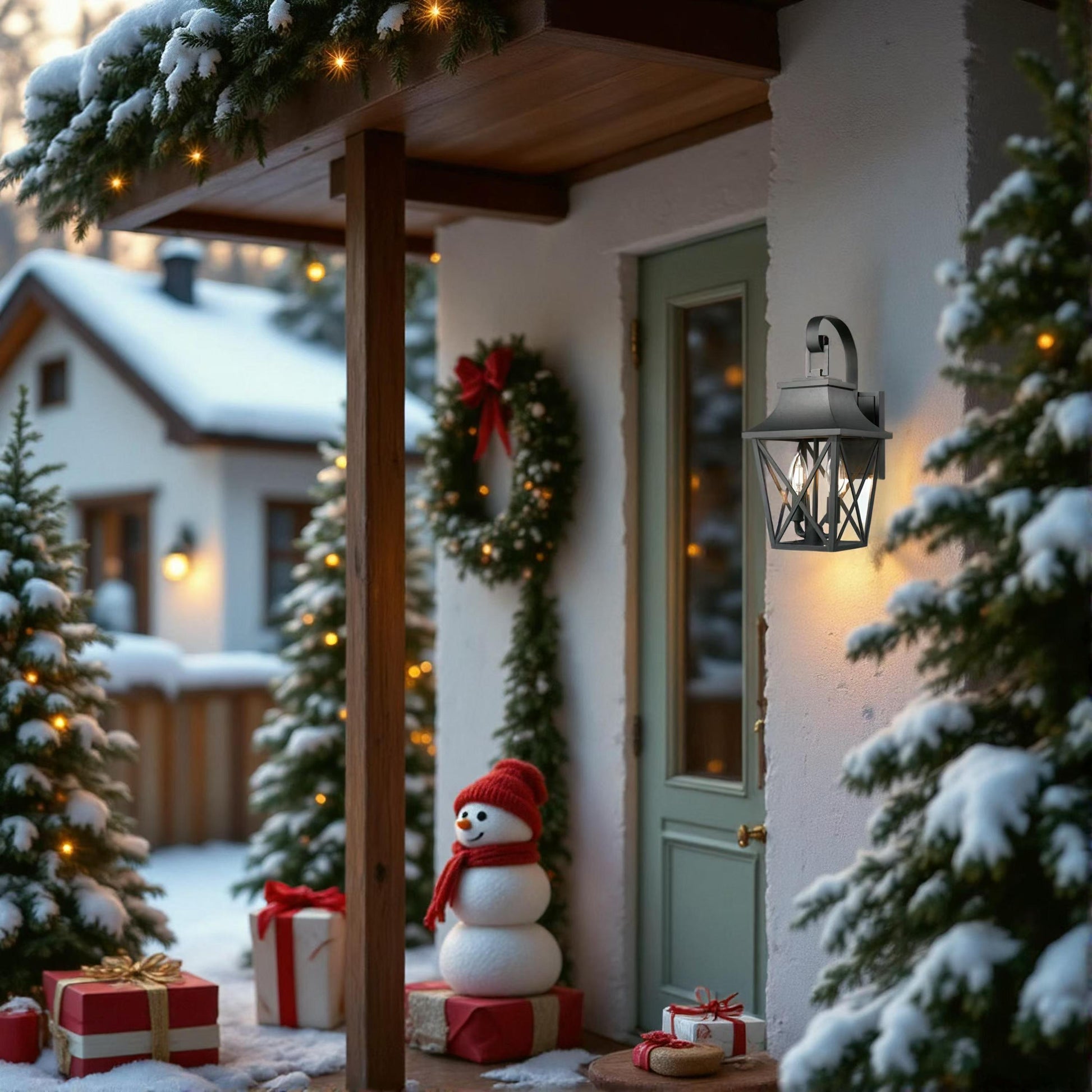 Black Outdoor Wall Lantern 2 Light,Large Outside Modern Wall Sconce Light Fixture,Industrial Porch Light Wall Mount With Glass,Waterproof Farmhouse Exterior Lamp Lighting 1 Pack Black Aluminium