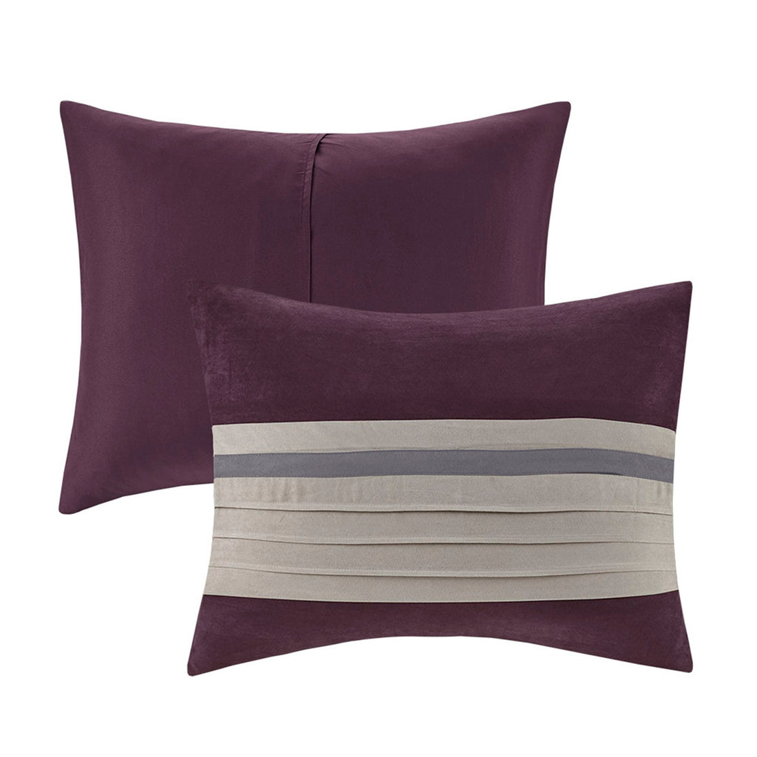 7 Pc Pieced Faux Suede Comforter Set Purple Queen Queen Purple Polyester