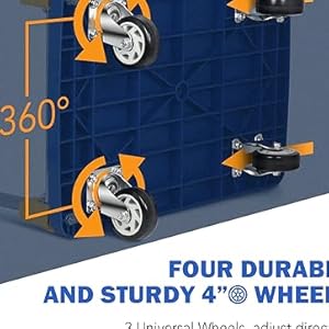 Platform Truck With 1320Lb Weight Capacity And 360 Degree Swivel Wheels, Foldable Push Hand Cart For Loading And Storage, Blue Blue Steel