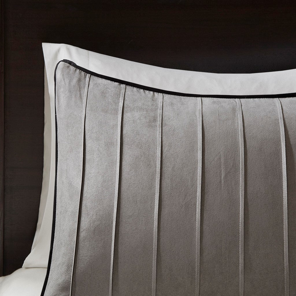 7 Piece Faux Suede Comforter Set Grey Queen Queen Grey Polyester
