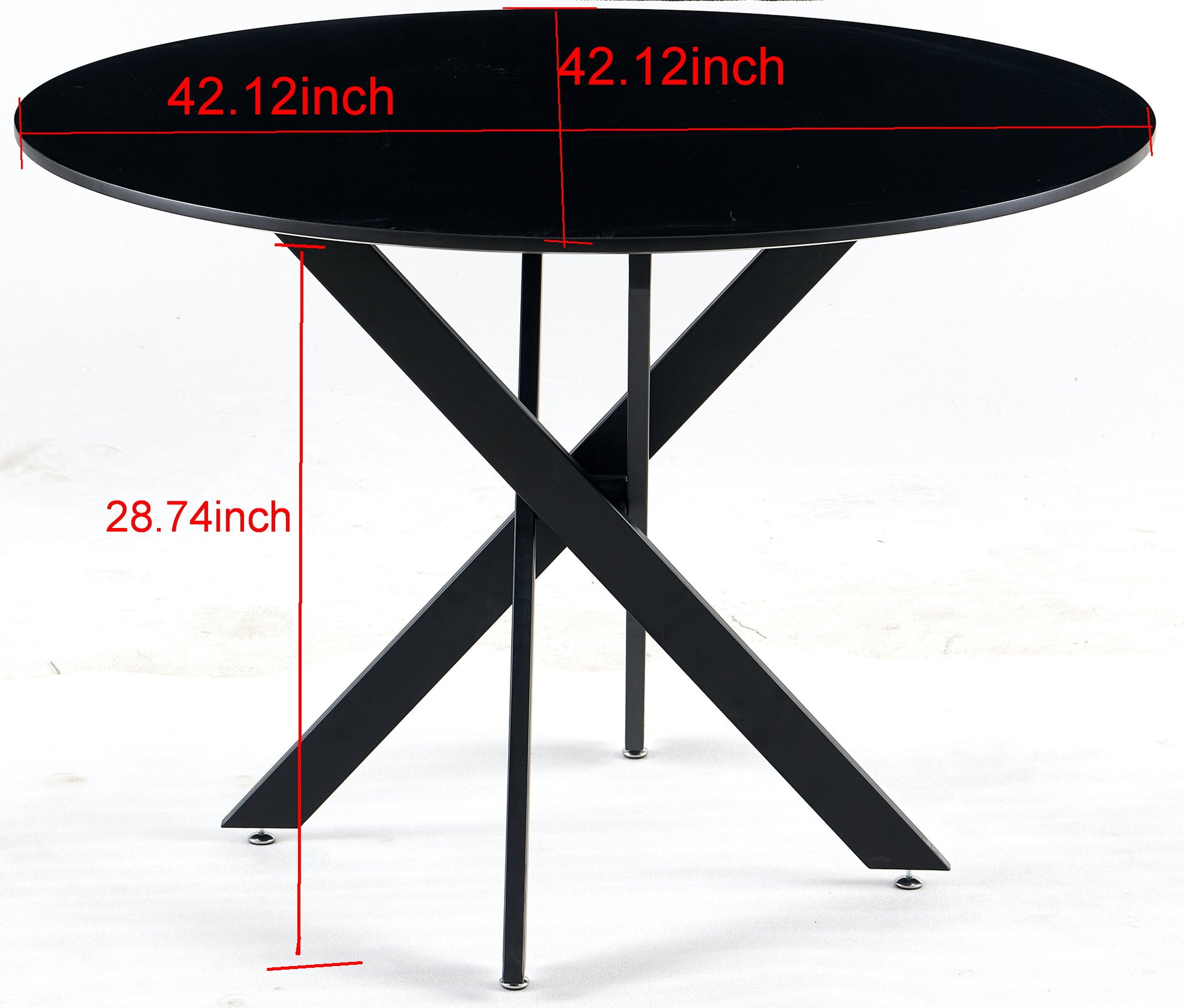 42.1"Black Table Mid Century Dining Table For 4 6 People With Round Mdf Table Top, Pedestal Dining Table, End Table Leisure Coffee Table,Cross Leg Matte Black Kitchen & Dining Tables Mdf