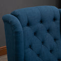 Homcom Button Tufted Accent Chair With High Wingback, Rounded Cushioned Armrests And Thick Padded Seat, Blue Blue Fabric