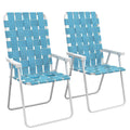Outsunny Set Of 2 Patio Folding Chairs, Classic Outdoor Camping Chairs, Portable Lawn Chairs For Camping, Garden, Pool, Beach, Backyard W Armrests, Blue Blue Steel