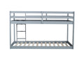 Solid Woodensolid Rubber Wooden Twin Over Twin Loft Bed With Ladder ,Upper And Bottom Bed Platforms Crafted With Strengthened Slats ,Grey Twin Grey Rubber Wood