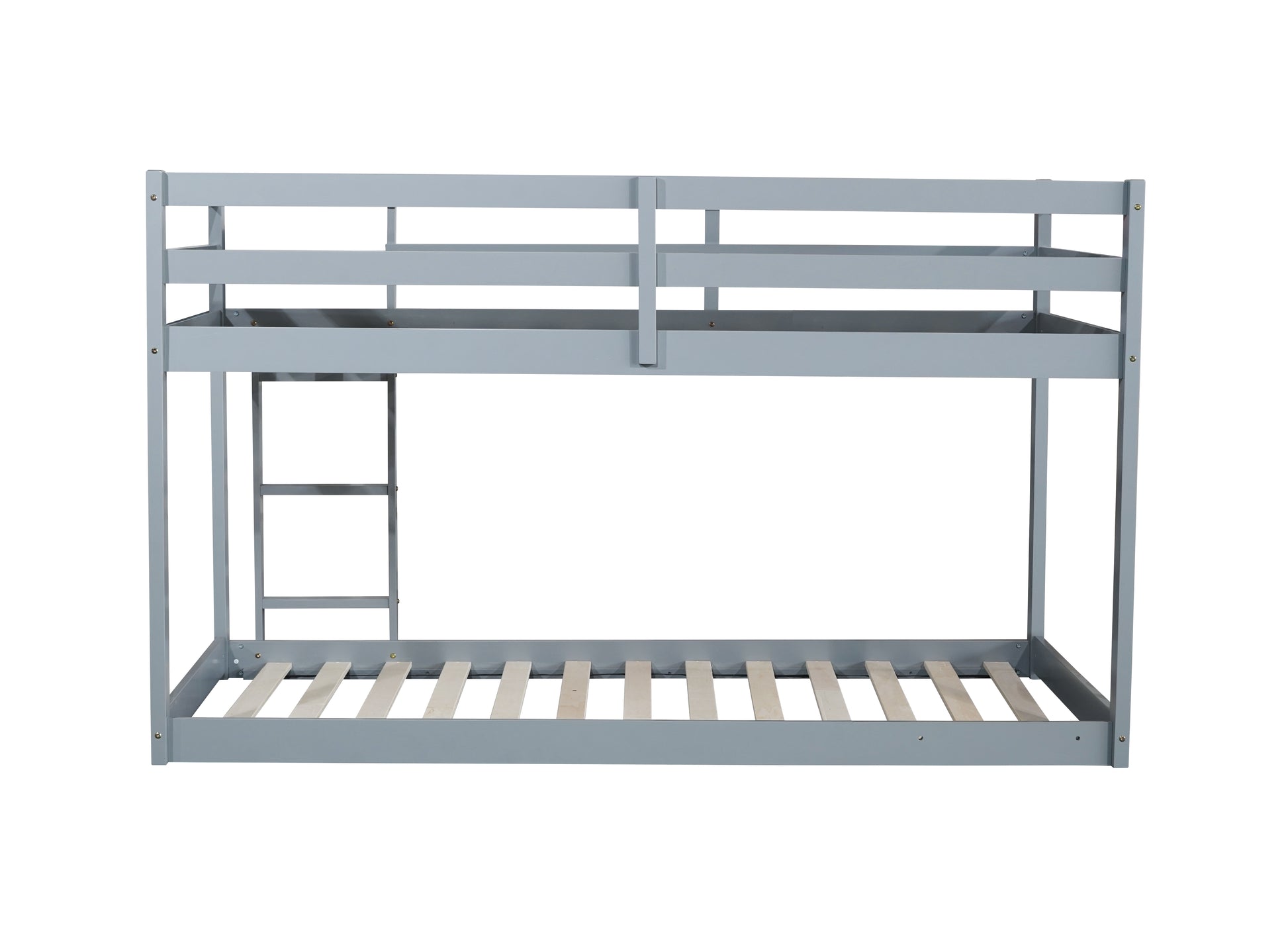 Solid Woodensolid Rubber Wooden Twin Over Twin Loft Bed With Ladder ,Upper And Bottom Bed Platforms Crafted With Strengthened Slats ,Grey Twin Grey Rubber Wood