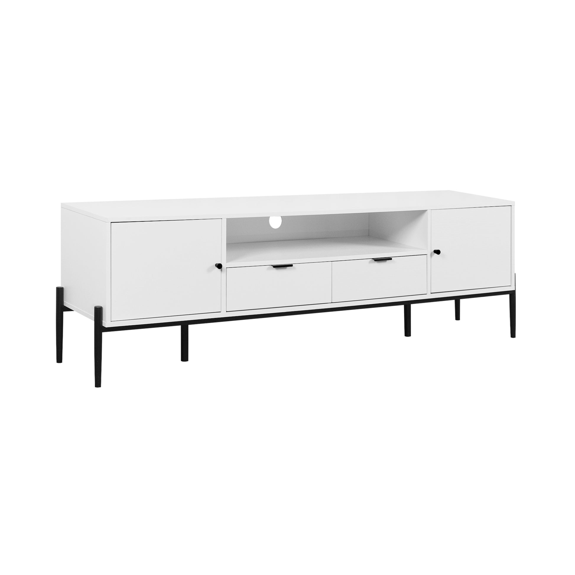 Modern Tv Console, Entertainment Center With Storage For Living Room 70.86X15.74X21.85Inch 5 Or More Spaces White Primary Living Space Particle Board