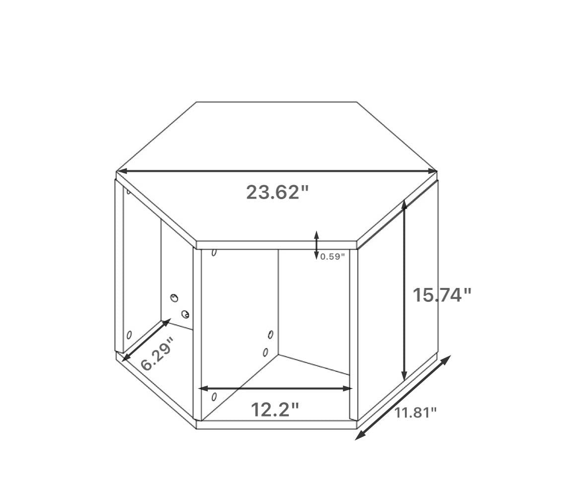 23.62'' Hexagonal Coffee Table Side Table Nightstand Antique Wood Antique Brown Mdf
