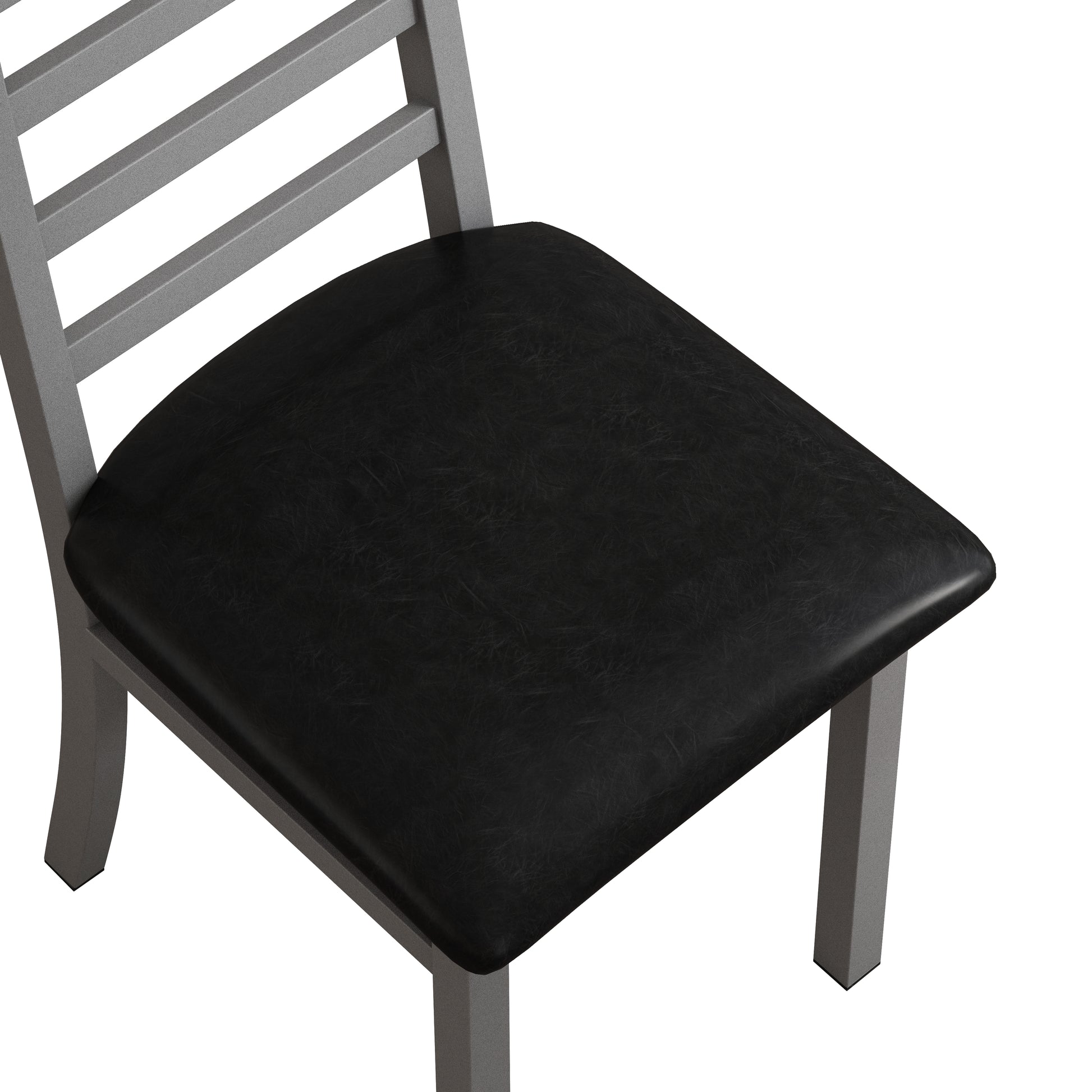 Metal Dining Chairs Set Of 2, Steel Legs And Pu Leather Seats, High Back Armless Dining Chairs, For Kitchen, Living Room, Grey Grey Steel