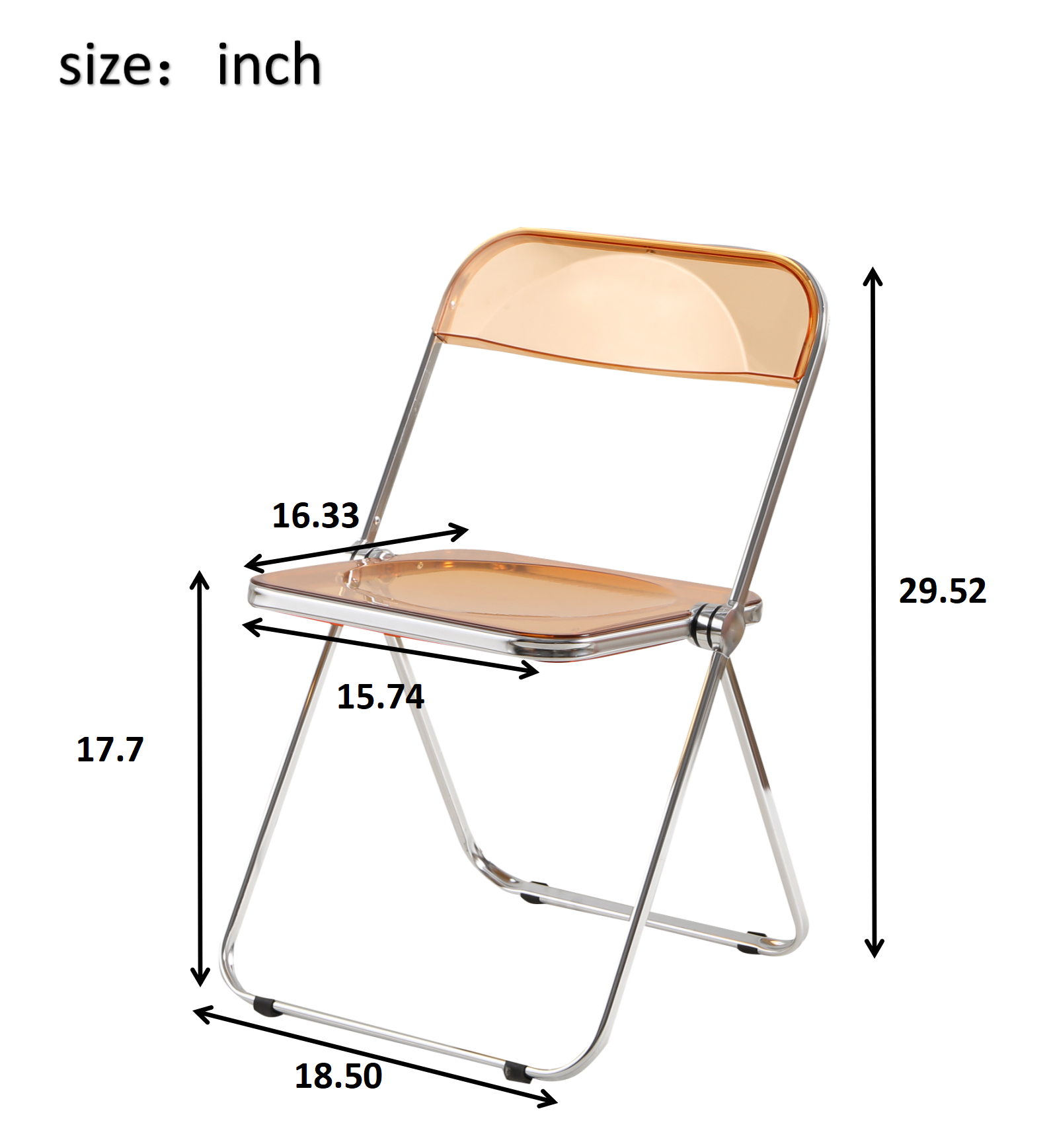 Folding Chair Transparent Chairs Ghost Stackable Crystal Folding Chair Pc Plastic Living Room Seat Chrome Frame And Foldable Acrylic Chair Fo Orange Orange Pc
