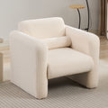 Modern Accent Chair Lambskin Sherpa Fabric Upholstered Comfy Reading Arm Chair Soft Padded Armchair With Back And Pillow For Living Room Bedroom Reception Waiting Room Office, Cream Cream Primary Living Space Upholstered