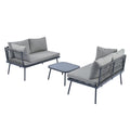 Modern Outdoor 3 Piece Pe Rattan Sofa Set All Weather Patio Metal Sectional Furniture Set With Cushions And Glass Table For Backyard, Poolside, Garden, Gray,L Shaped Yes Sectional Gray Seats 4 Weather Resistant Frame Water Resistant Cushion Garden &
