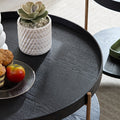 2 Piece Modern 2 Tier Round Coffee Table Set For Living Room,Easy Assembly Nesting Coffee Tables, End Side Tables For Bedroom Office Balcony Yard,Black Mdf Matt Black Mdf Metal