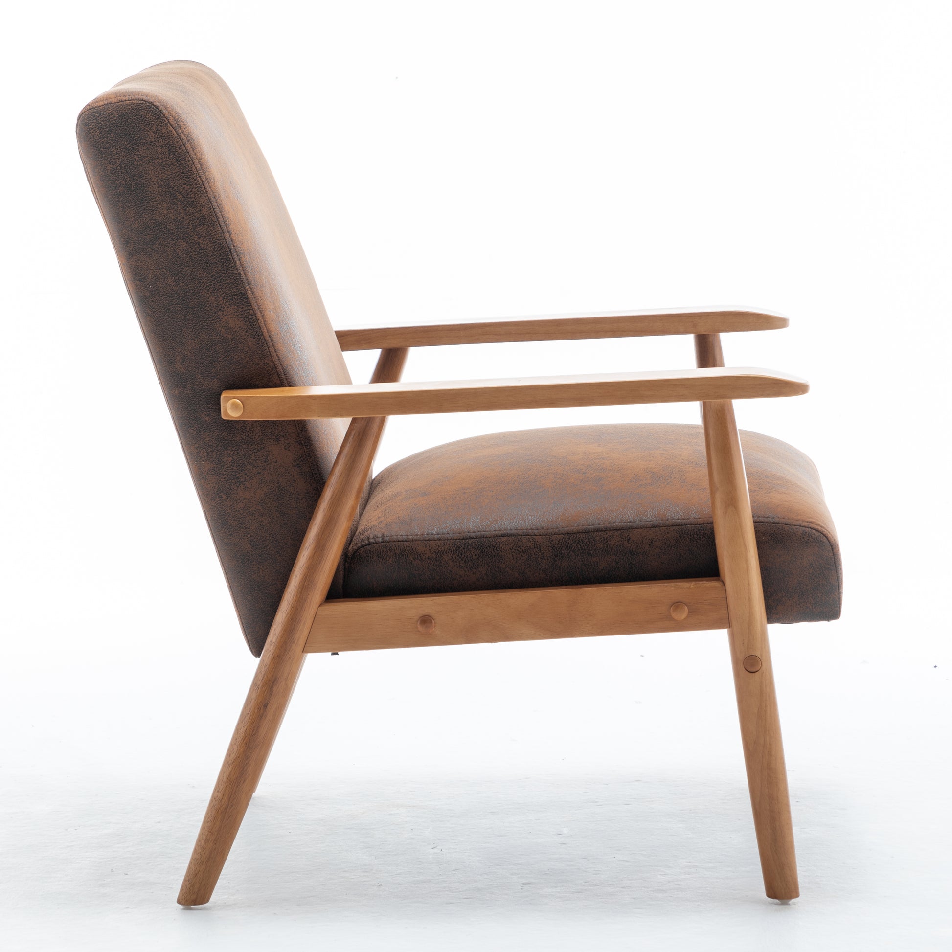 25.38'' Wide Classic Mid Century Modern Arm Chair, Light Brown Light Brown Microfiber