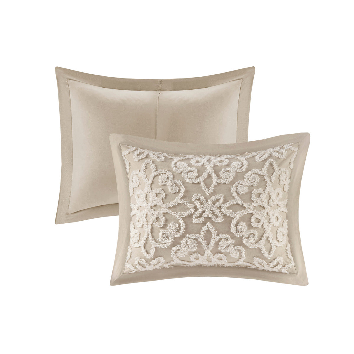 3 Piece Tufted Cotton Bedspread Set Taupe Full Queen Taupe Cotton