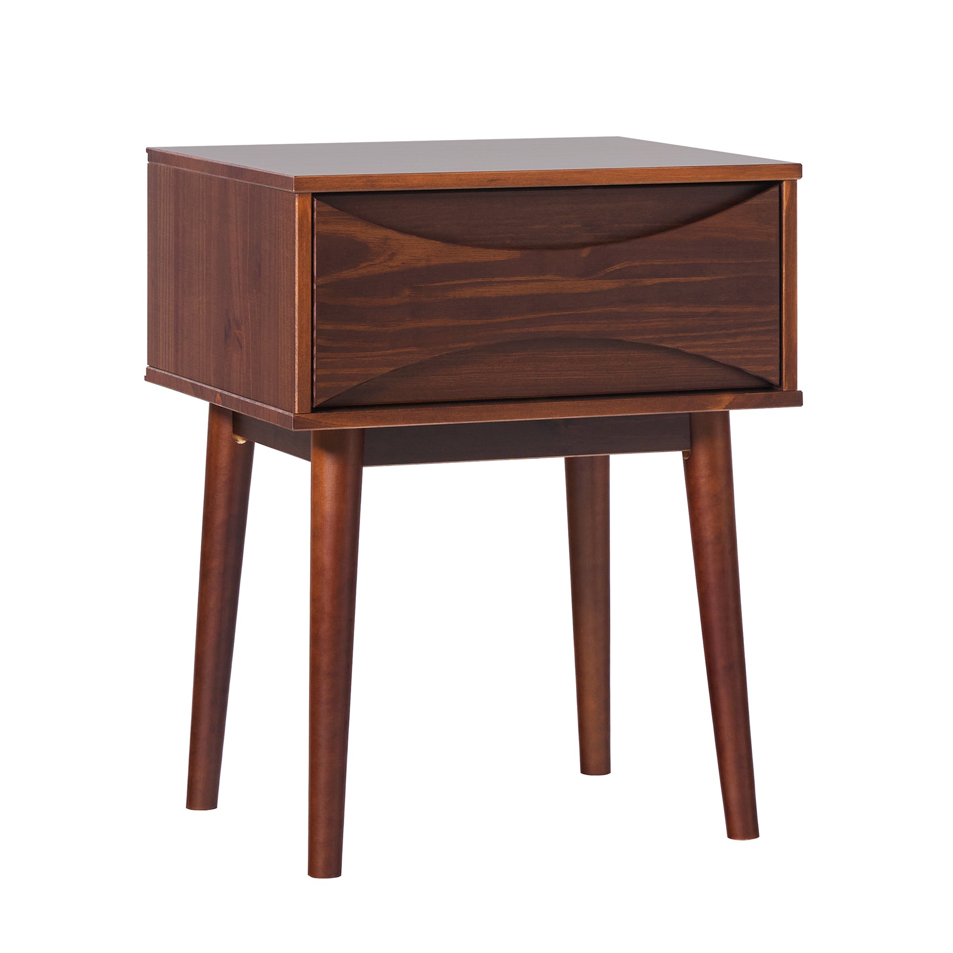 Mid Century Modern 1 Drawer Solid Wood Nightstand Walnut Walnut Pine Pine