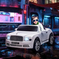 Aosom Bentley Mulsanne 12V Ride On Car, Battery Powered Car With Remote Control, Suspension, Startup Sound, Led Lights, Mp3, Horn, Music, Forward And Backward, 2 Motors, White White Iron Plastic