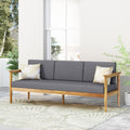 Gavin 3 Seater Dark Grey Wood Fabric