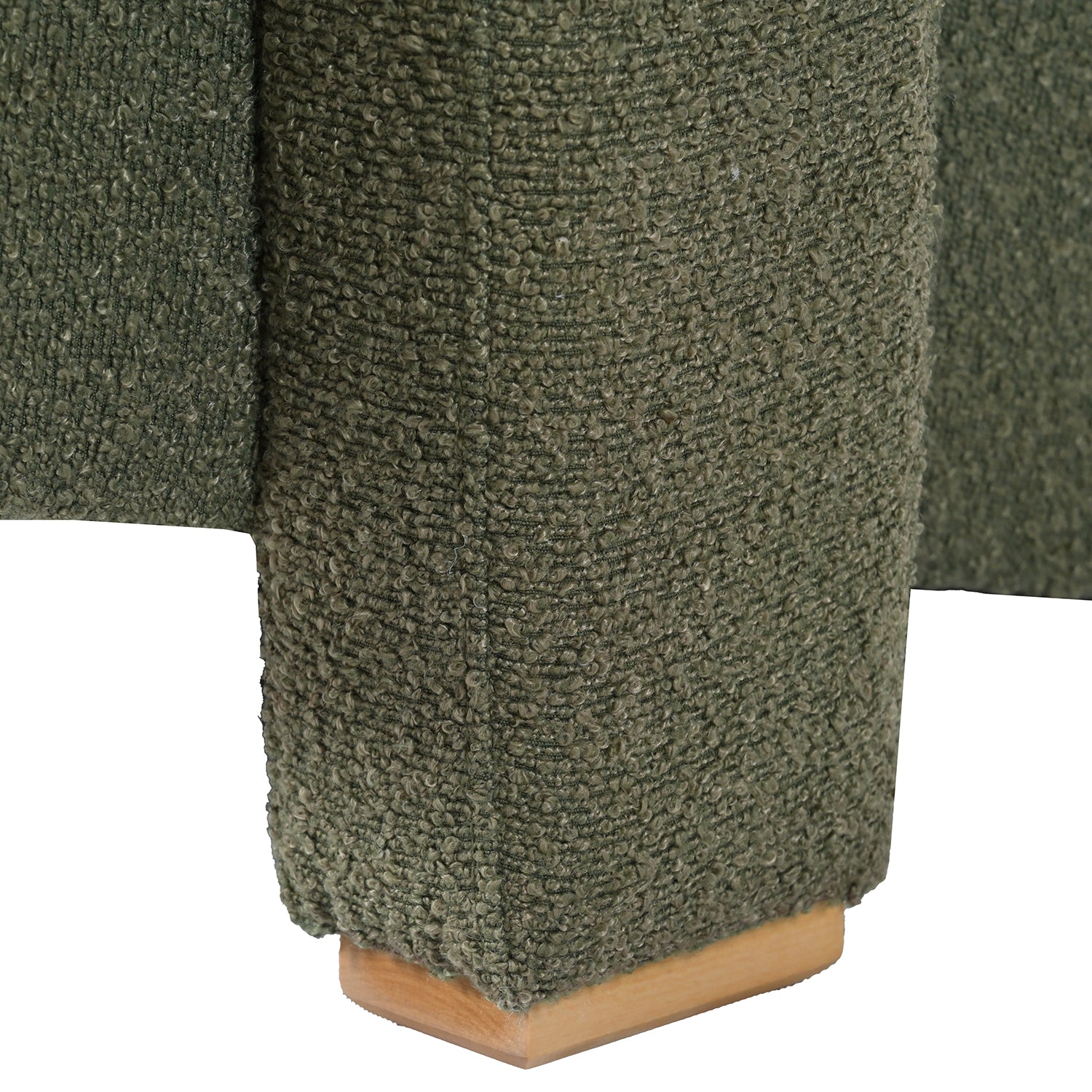 Mirod Sleek Right Angle Armrests, Ergonomic Lumbar Support, Square Wooden Block Legs, Inclined Seat For Comfort, Artistic Statement Piece For Living Room,Bedroom And Study Green Boucle