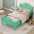 Girl'S Beautiful Princess Bed Macaron Twin Size Toddler Bed With Side Safety Rails And Headboard And Footboard, Seasoft Green Twin Green Solid Wood Mdf