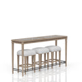 Frosted Glass Console Table With 3 Stools Sand Solid Wood Mdf Glass