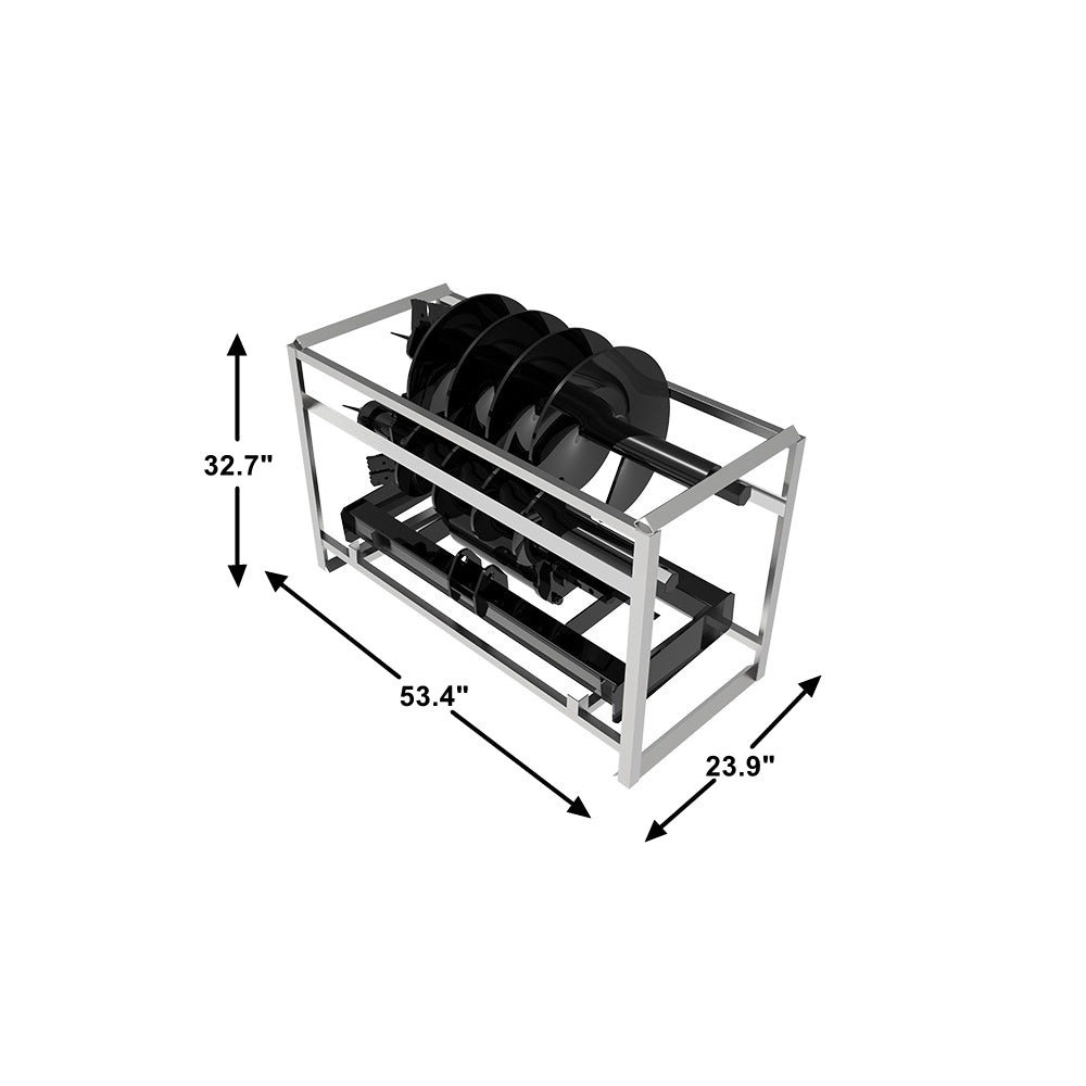 Skid Steer Attachments Post Hole Auger Drive Attachment, 12" And 18" Diameter Auger, 46" Drilling Depth, Standard Flow Black Steel