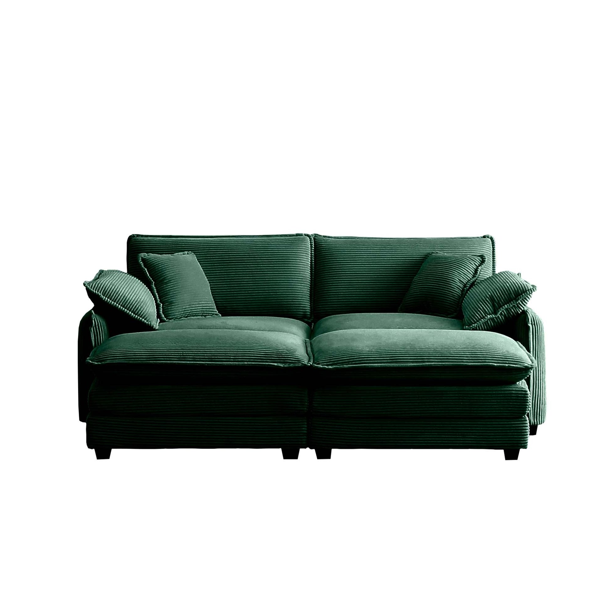 Two Seater Theater Sofa With 2 Footrest, 2 Seater Sofa With Ottoman For Small Living Spaces,Green Corduroy Green Corduroy 2 Seat