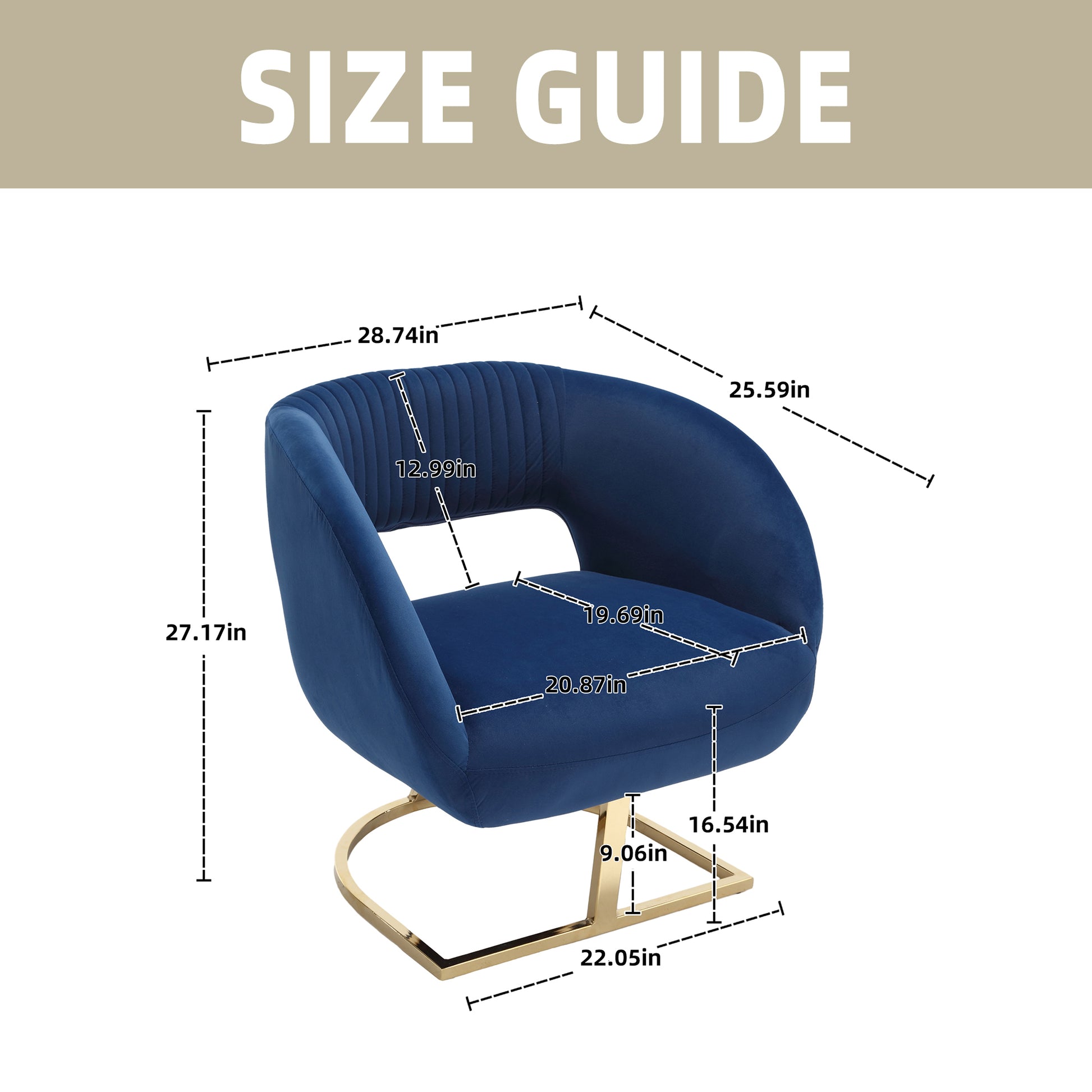 Coolmore Modern Chair With Velvet Fabric, Mid Century Chair With Wide Upholstered, Armchair For Living Room, Lounge, Bedroom Navy Navy Primary Living Space Foam Velvet