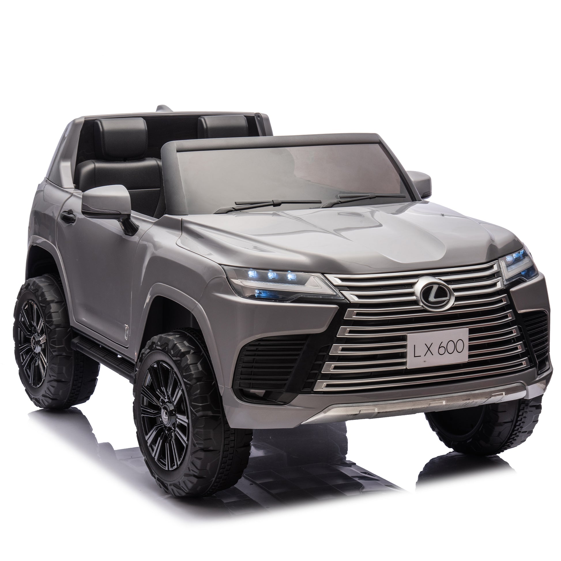 Licensed Lexus Lx600 24V Two Seater Kids Ride On Car W Parents Control,Seat Width 20 Inches,2Wd,Four Wheel Suspension,Bluetooth,Mp3,Music,Adjustable Volume,Power Display,Speeds 1.86 3.11Mph For Kids. Gray Polypropylene