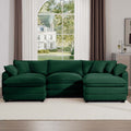 Oversized Modular Cushion Sofa, Portable Ottoman, L Shaped Corner Low Back Deep Seating Spacious Sofa Set And Sofa Bed For Home Apartment Living Room Set, Green Corduroy Green Corduroy 3 Seat