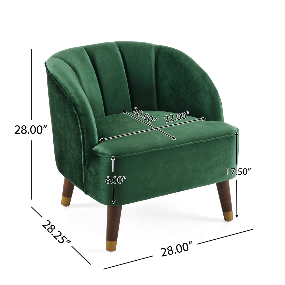 Upholstered Barrel Accent Chair With Wooden Legs Emerald Rubberwood Velvet