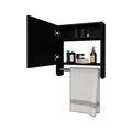 Pine Medicine Cabinet In Melamine With A Towel Bar And Included Mirror, Black Black 1 2 Mirror Included Bathroom Wall Mounted Modern Particle Board Melamine