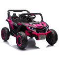 24V Two Seater Kids Ride On Utv W Parents Remote Control,Four Wheel Suspension,Slow Start,Large Wheel Design,Anti Collision Bar,Storage Space,Music,Usb,Bluetooth,Volume Control,Led Lights For Kids 3 . Pink 100 149 Lbs Polypropylene
