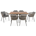 7 Pieces Patio Dining Set, All Weather Outdoor Furniture Set With Dining Table And Chairs, Acacia Wood Tabletop, Metal Frame, For For Garden, Backyard, Balcony, Grey Yes Grey Seats 6 Garden &
