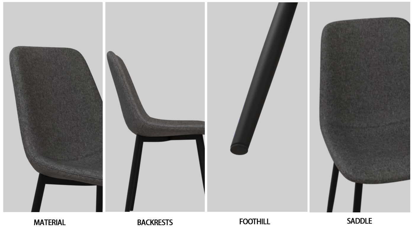 55" Mdf Dark Wood Dining Table And Modern Dining Chair 4 Piece Set, Medieval Wooden Kitchen Dining Table Set, Rectangular Metal Base, Dining Table And Suede Chair Brown Grey Mdf