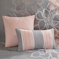 Printed Cotton Sateen Comforter Set Grey Peach Cal King California King Grey Peach Polyester