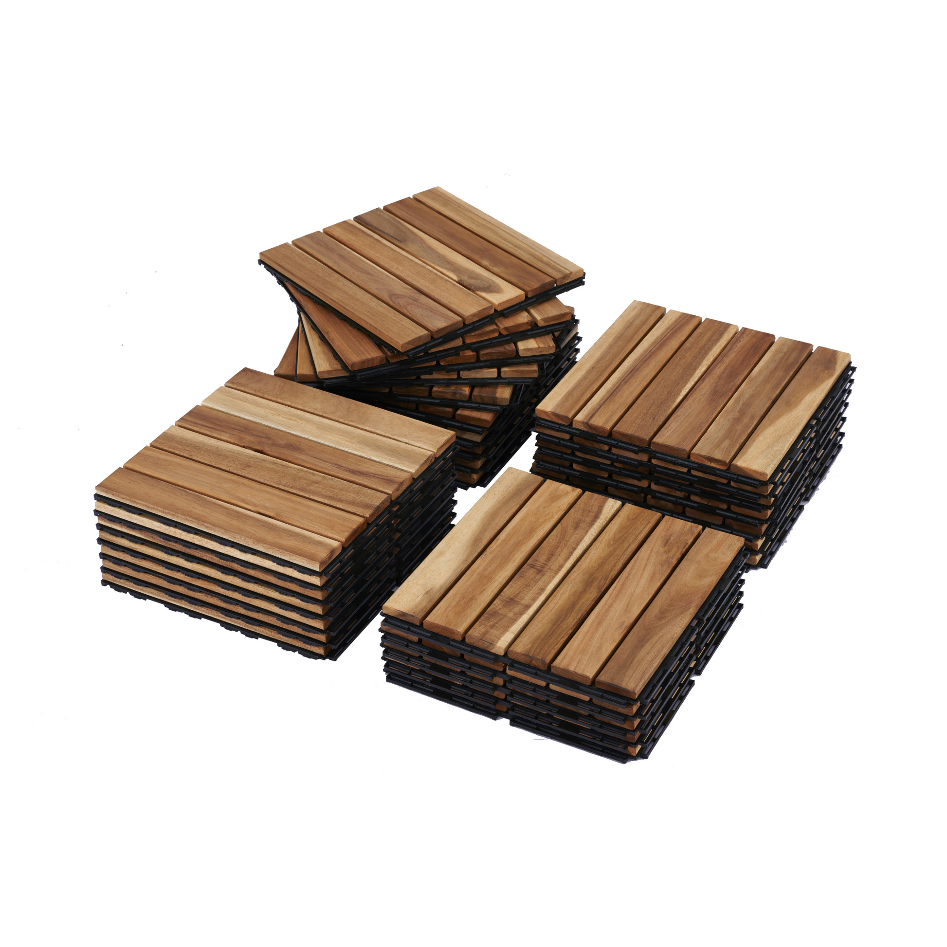 30 Pcs Interlocking Deck Tiles Striped Pattern, 12" X 12" Square Yellow Acacia Hardwood Outdoor Flooring For Patio, Bancony, Pool Side,.. Yellow Garden & Outdoor American Design,American Traditional Acacia Wood