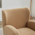 Modern Wingback Lounge Chair Stylish Design, Soft Fabric, Solid Wood Legs, Durable Frame,Brown Camel Boucle